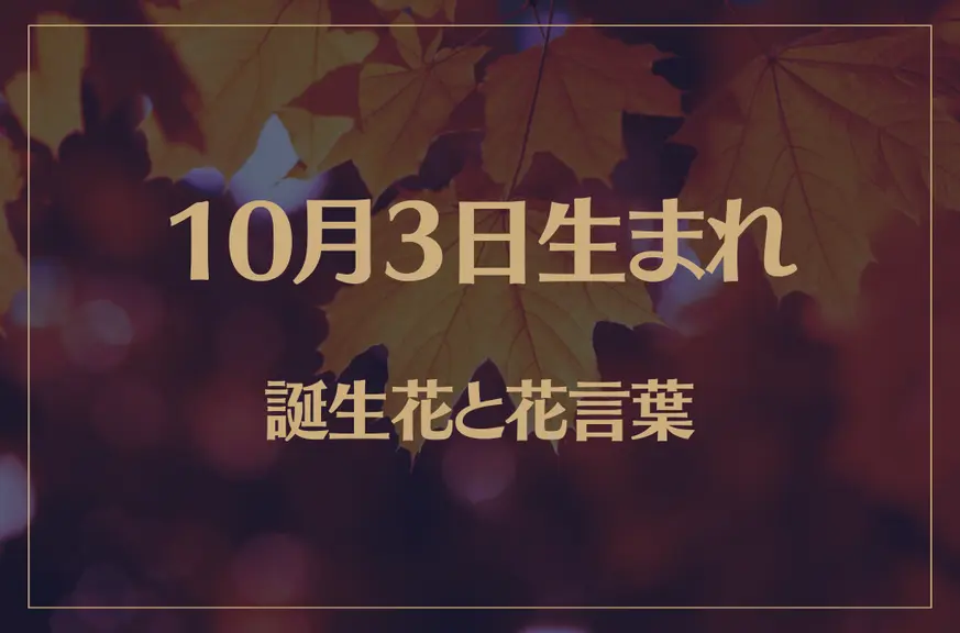 10月3日の誕生花と花言葉がコレ！性格や恋愛・仕事などの誕生日占いもご紹介！